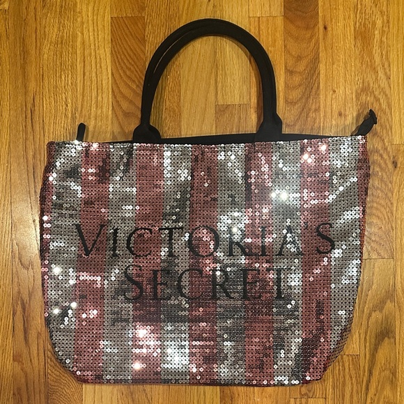 Victoria's Secret Handbags - Victoria's Secret Glam Sequin Tote - Pink and Silver